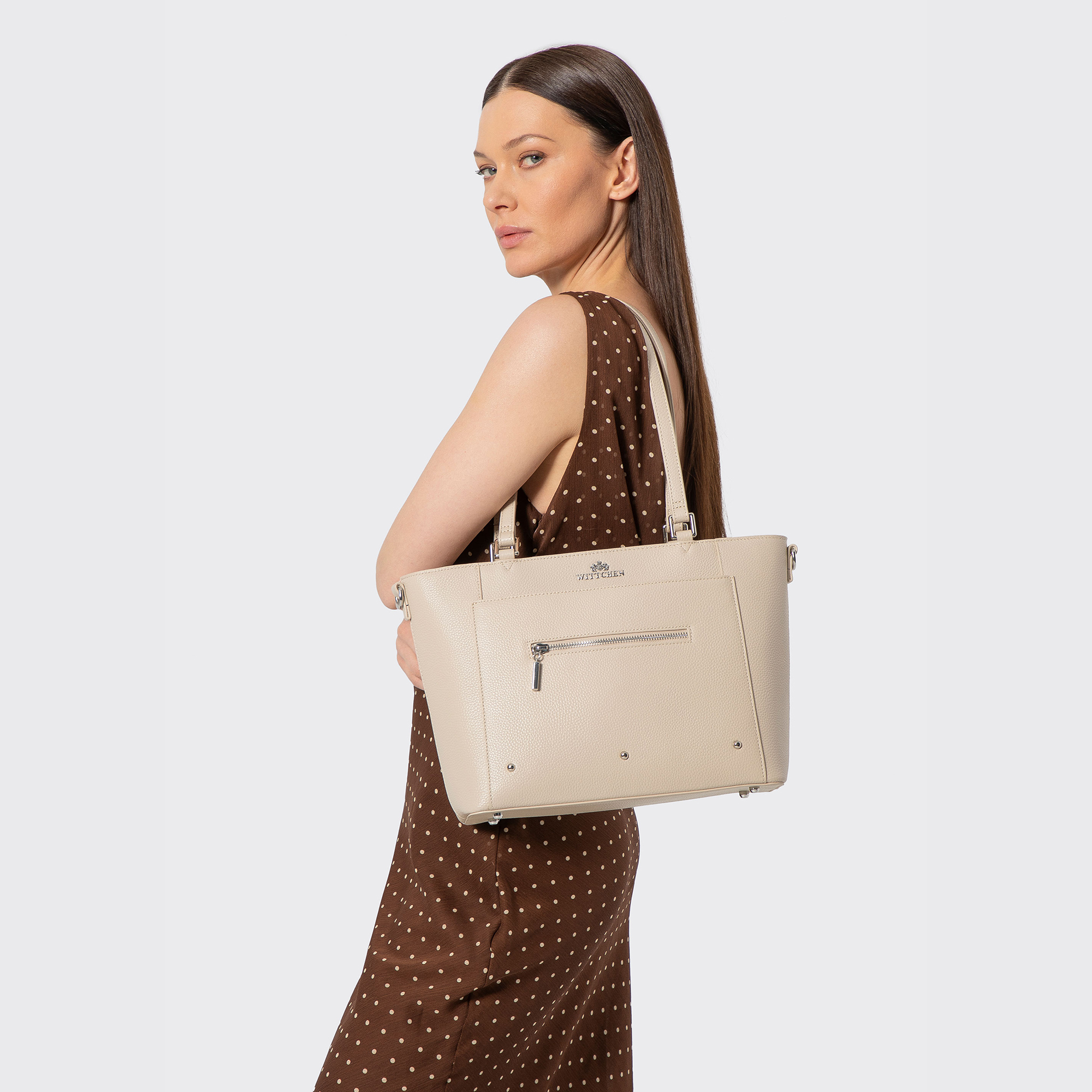 Luxusná shopper kabelka Wittchen 100-4E-607-9S, Vyberte variant krémová