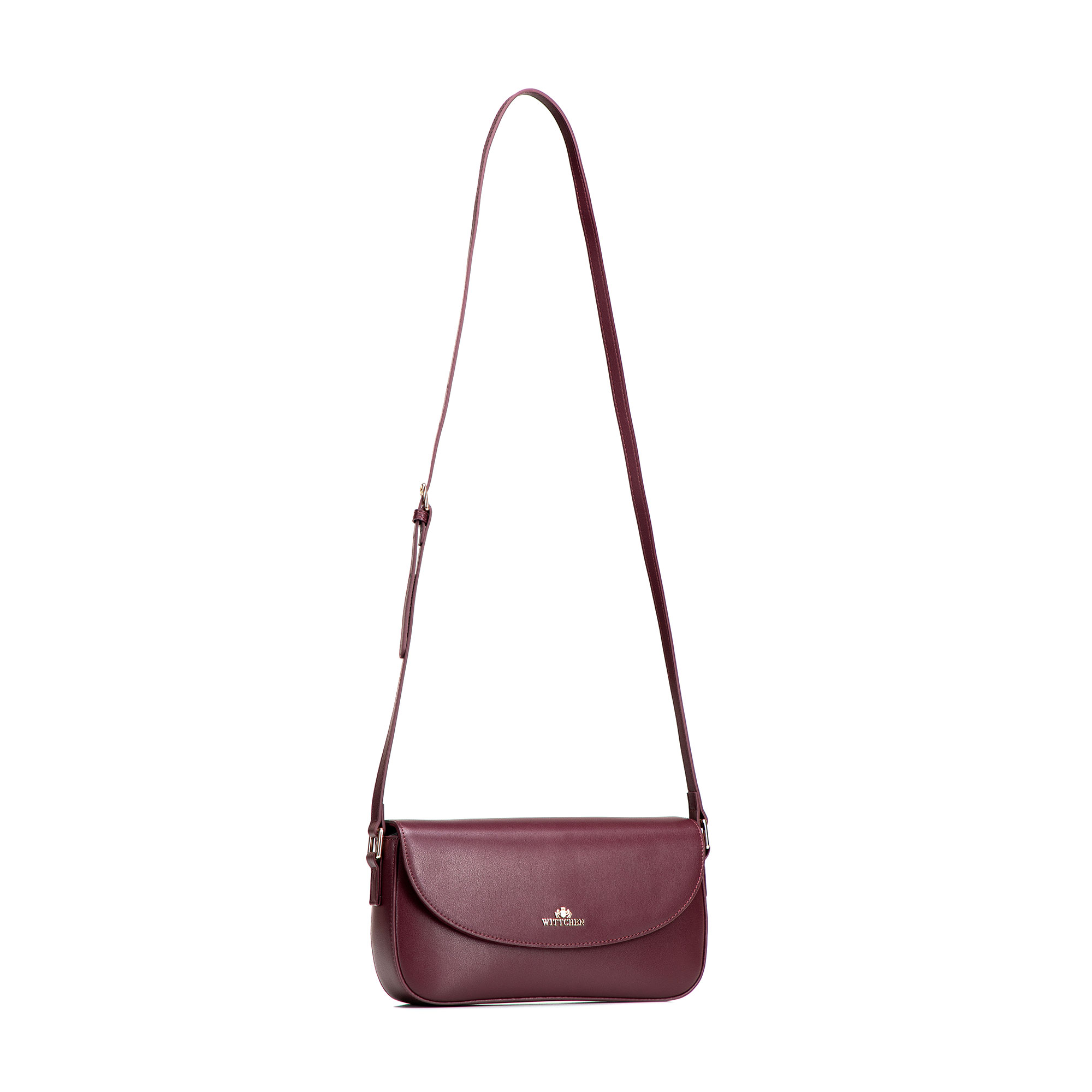 Bordová dámska crossbody kabelka Wittchen z prírodnej kože s elegantným vzhľadom, Vyberte variant bordová
