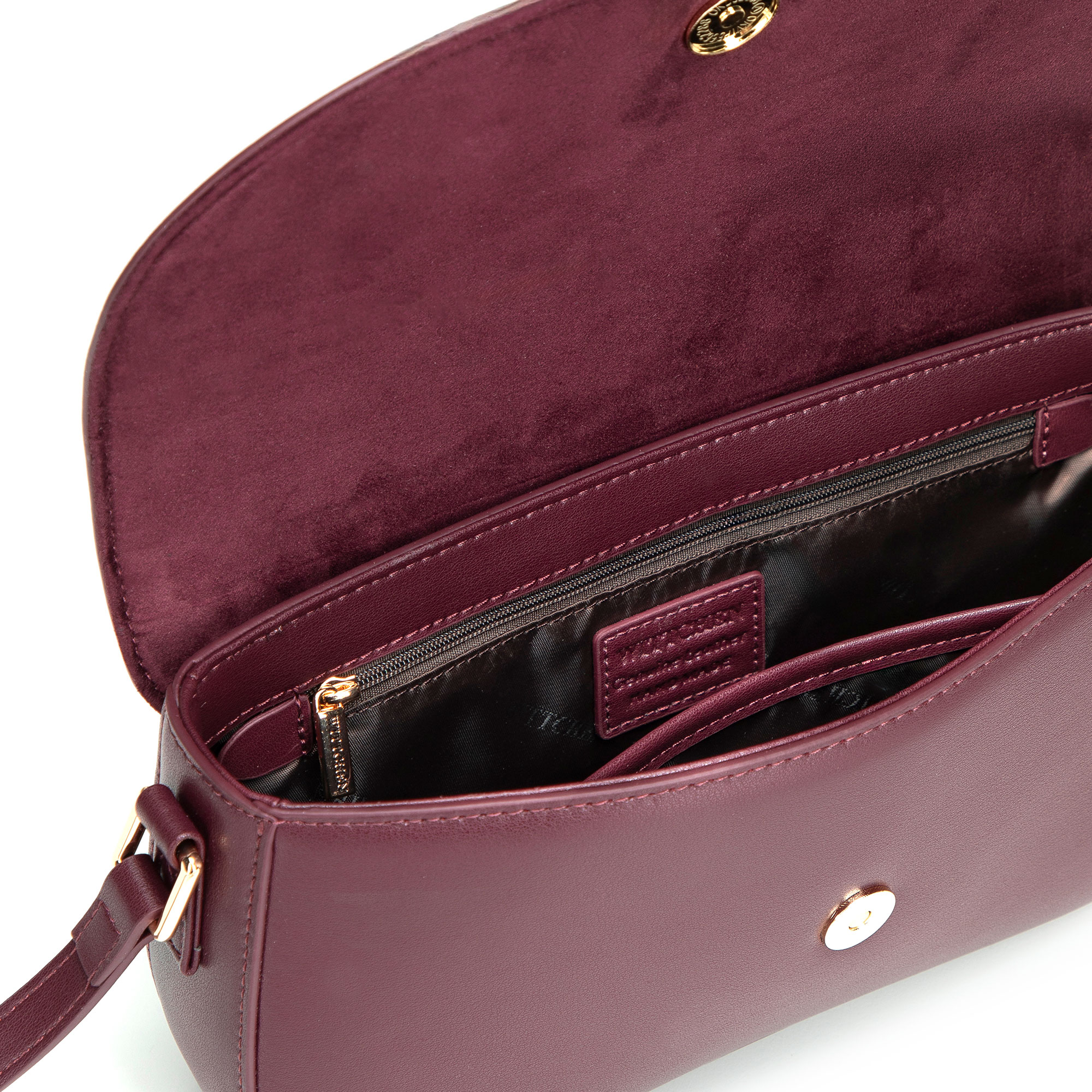 Bordová dámska crossbody kabelka Wittchen z prírodnej kože s elegantným vzhľadom, Vyberte variant bordová