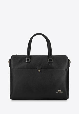 Women's leather 12 inch laptop bag, black, 95-4E-611-1, Photo 1