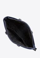 Damska torba na laptopa 12” z żakardu z opaskami ze skóry, granatowy, 95-4-903-9, Zdjęcie 3