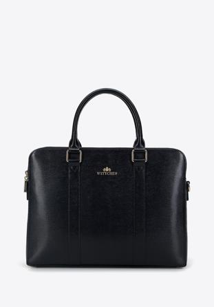 Women's leather laptop bag 13 inch, black-gold, 95-4E-610-11, Photo 1