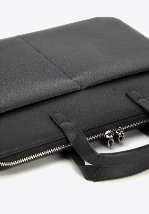 Damska torba na laptopa 13” skórzana slim, czarny, 95-4E-648-1, Zdjęcie 4