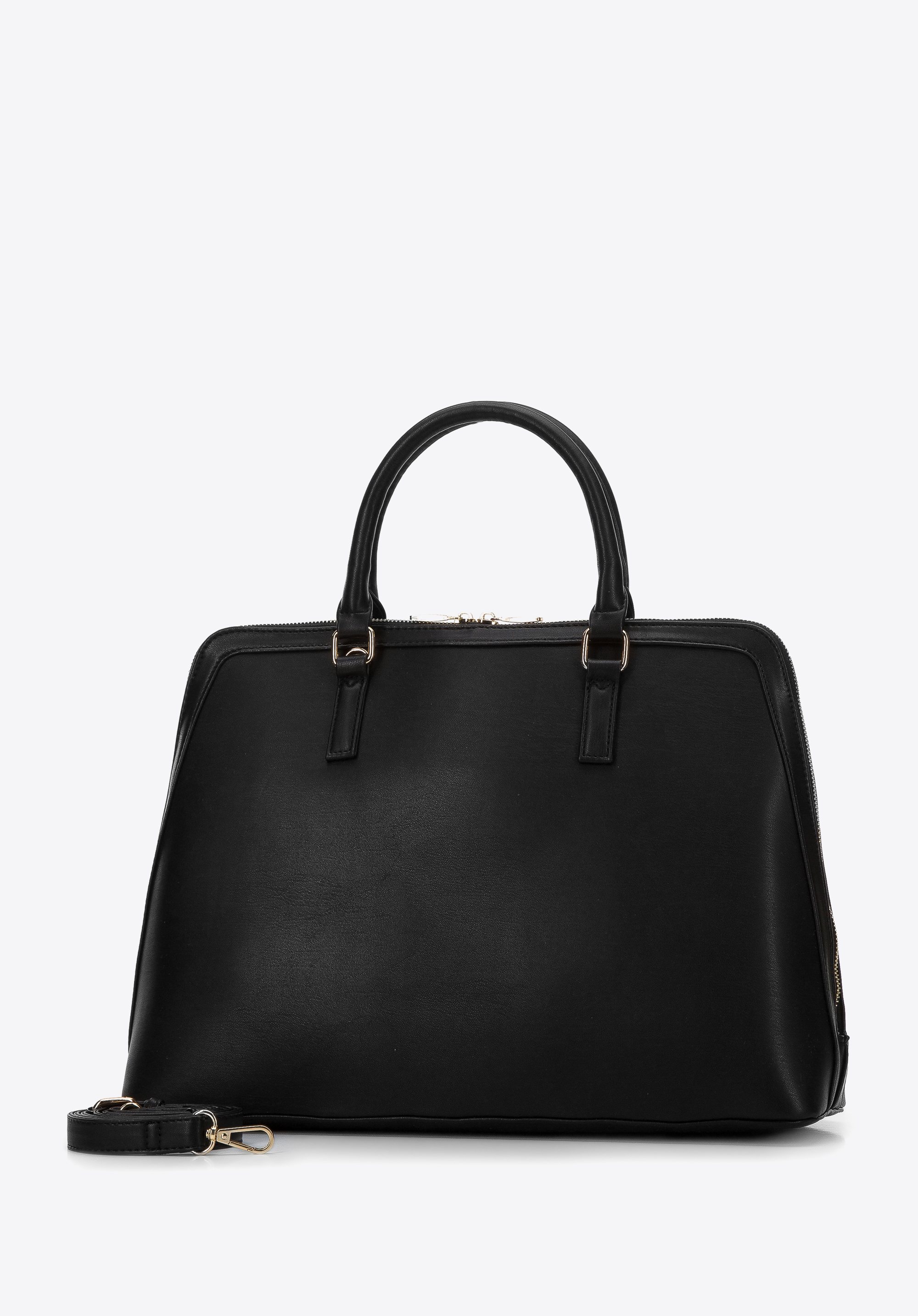 Damska torba na laptopa 13” z ekoskóry trapezowa, czarny, 97-4Y-207-1, Zdjęcie 1