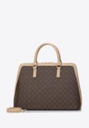 Women's faux leather monogram 13” laptop bag, brown-beige, 97-4Y-206-4, Photo 2