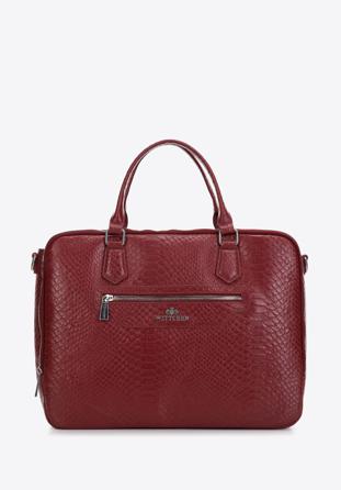 Women's croc leather laptop bag 13 inch, burgundy, 97-4E-006-3, Photo 1