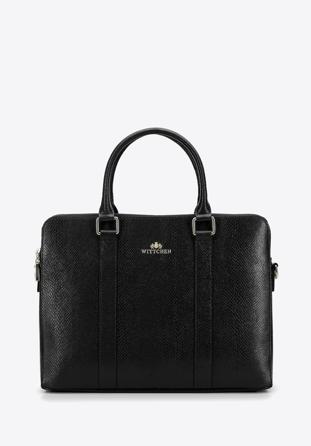 Women's 13" leather laptop bag with lizard print, black, 96-4E-611-1, Photo 1