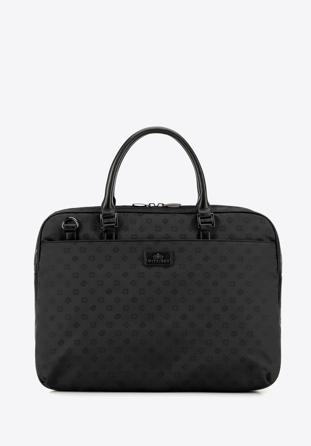 Damska torba na laptopa 14" z żakardu w monogram, czarny, 98-4E-907-1, Zdjęcie 1
