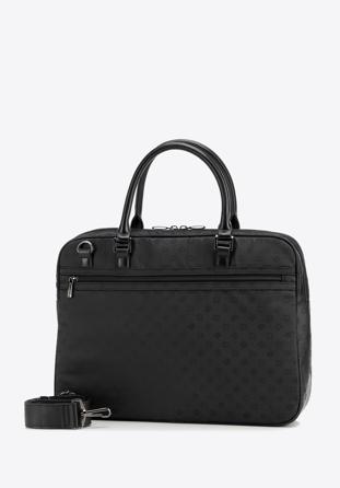 Damska torba na laptopa 14" z żakardu w monogram, czarny, 98-4E-907-1, Zdjęcie 1