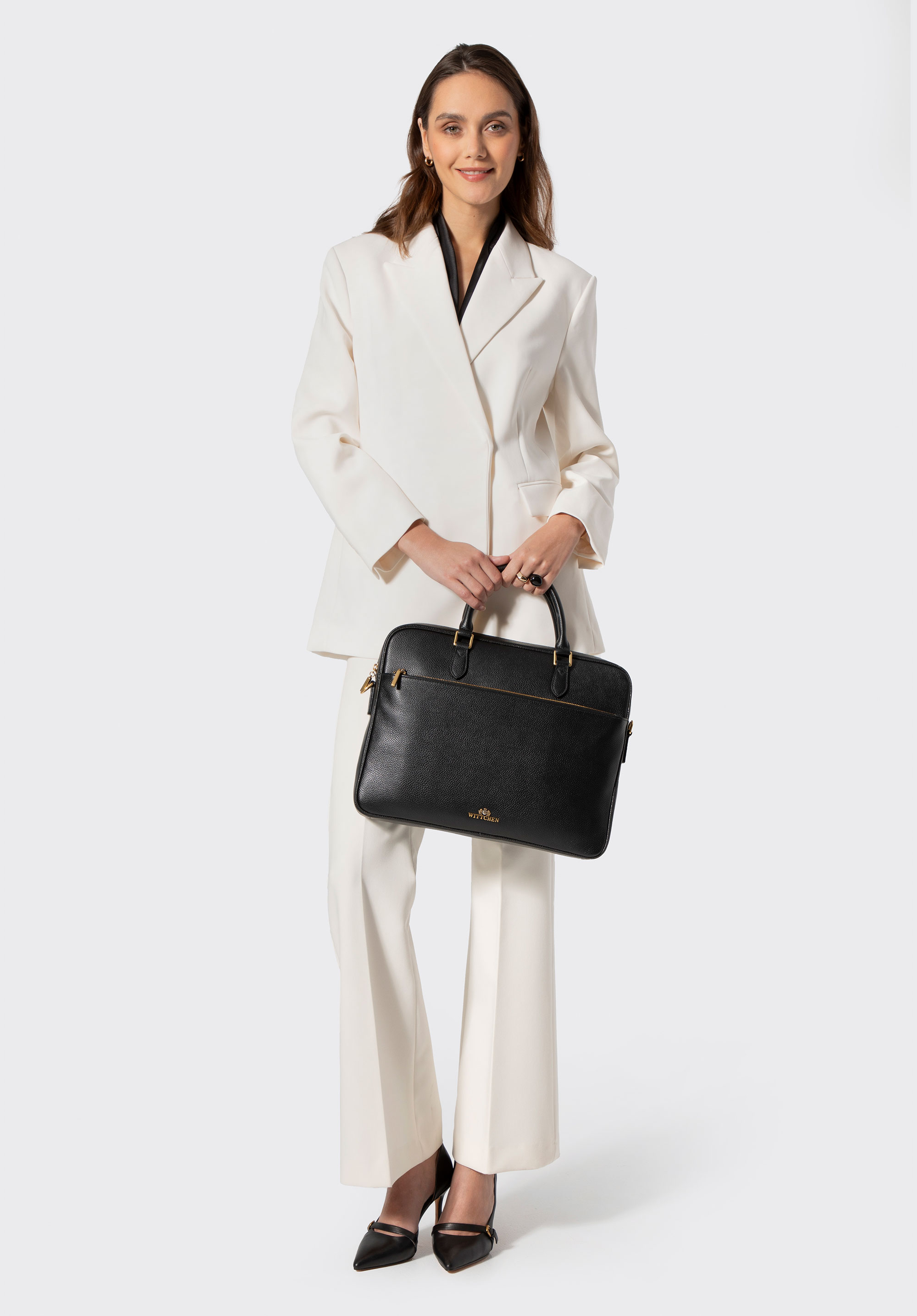 Women's 15.6" leather laptop and document bag, black, 103-2E-614-1, Photo 1