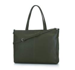 Damska torba na laptopa ze skóry groszkowanej, ciemny zielony, 93-4E-204-Z, Zdjęcie 1