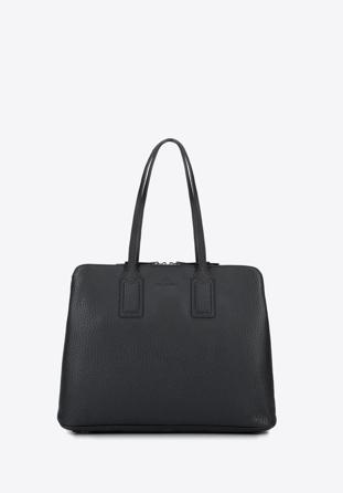 Damska torba na laptopa ze skóry groszkowej, czarny, 93-4E-205-1, Zdjęcie 1