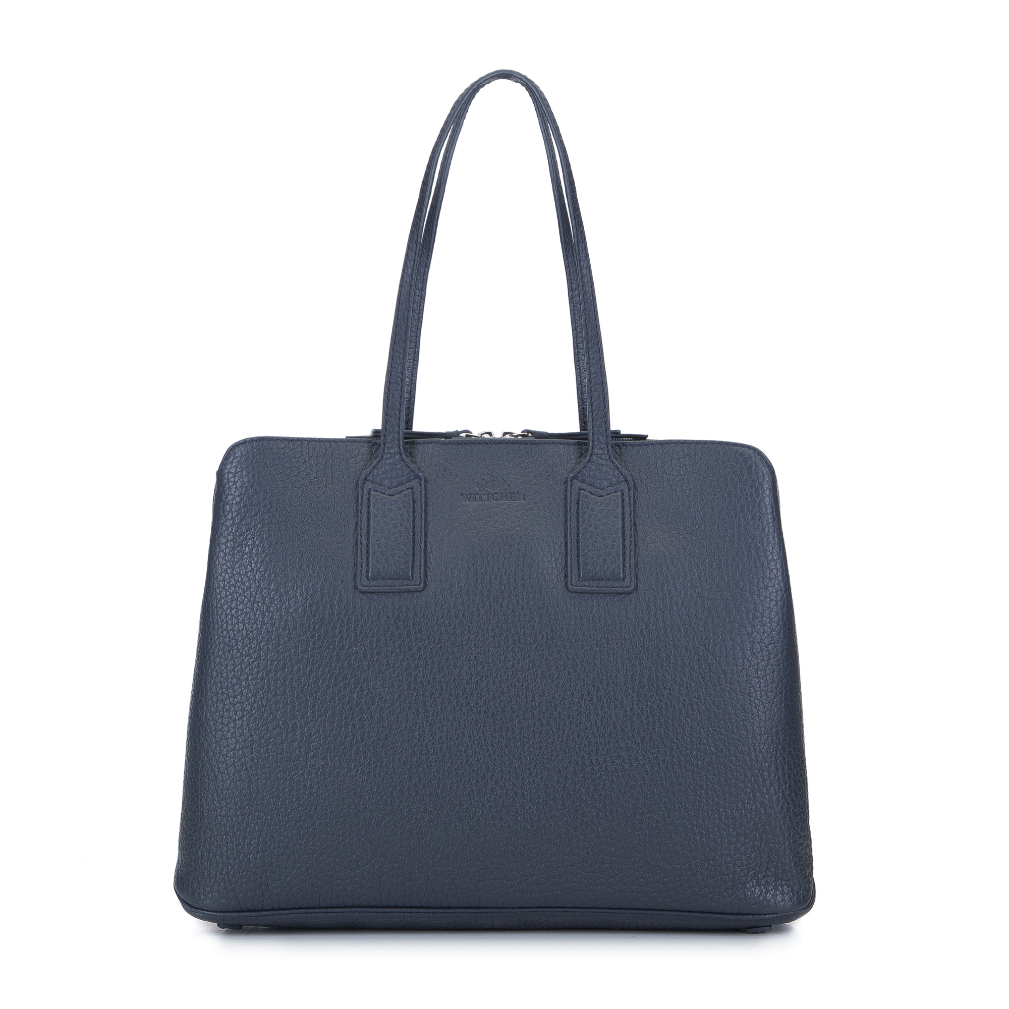 Dámska kabelka na notebook 13”/14” z hrachovej kože, námornícka modrá 93-4E-205-N