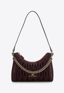 Women's ruched leather baguette bag, burgundy, 97-4E-600-3, Photo 2