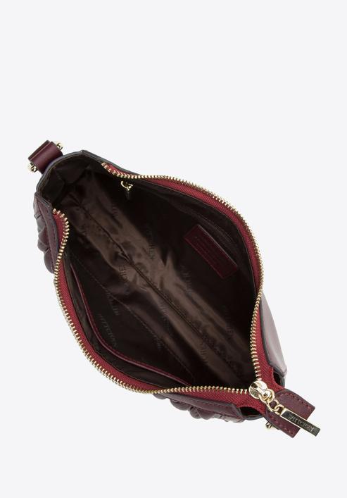 Women's ruched leather baguette bag, burgundy, 97-4E-600-3, Photo 4