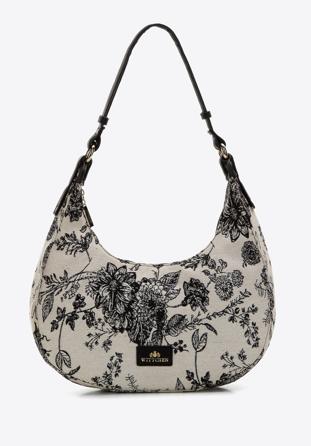 Women's patterned baguette bag, cream-black, 97-4E-501-X1, Photo 1