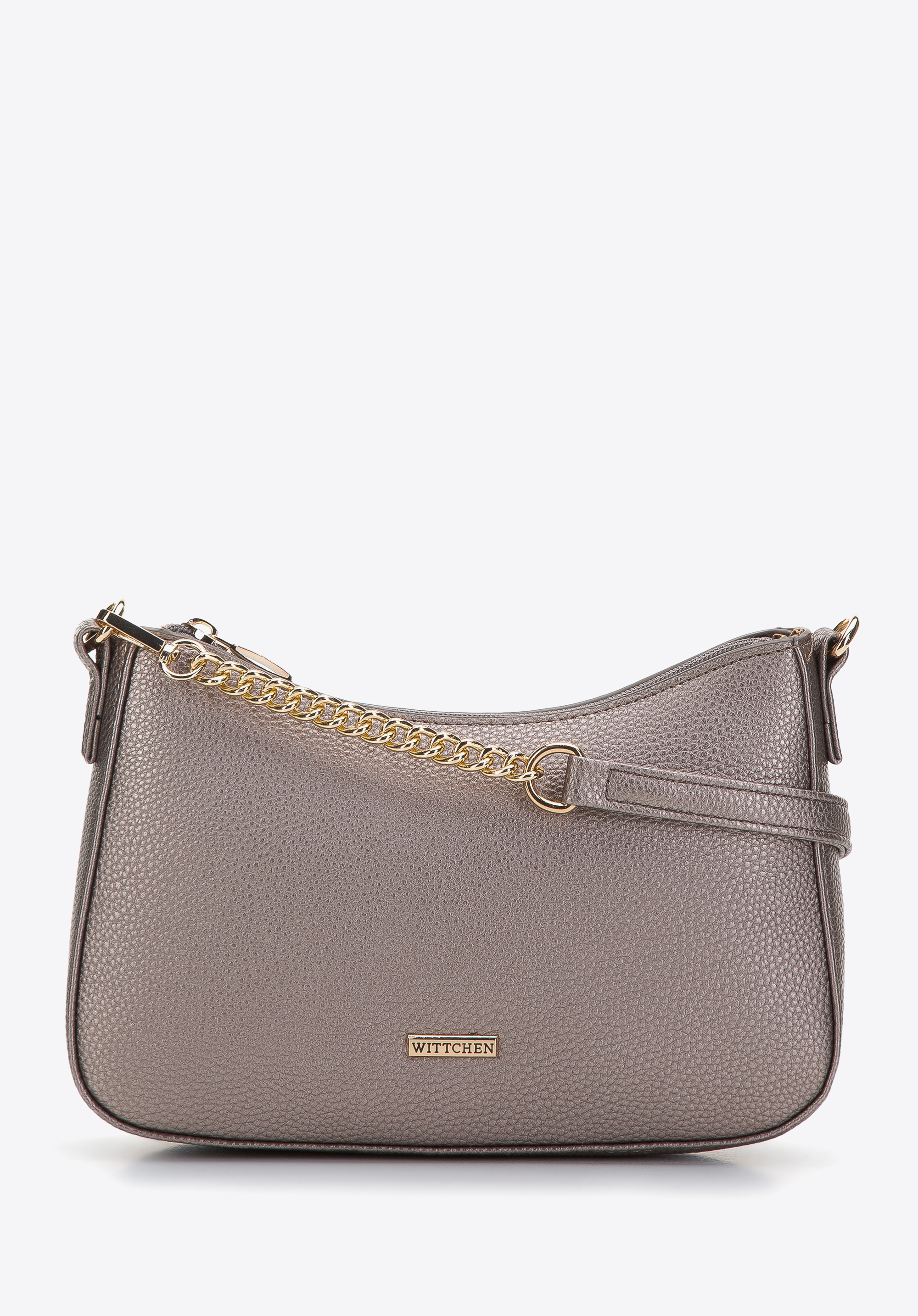 Faux leather baguette bag with chain shoulder strap, gold, 97-4Y-623-G, Photo 1