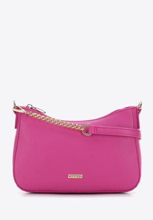Faux leather baguette bag with chain shoulder strap, pink, 97-4Y-623-P, Photo 1