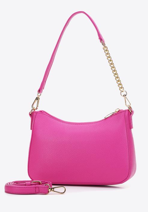 Faux leather baguette bag with chain shoulder strap, pink, 97-4Y-623-P, Photo 3