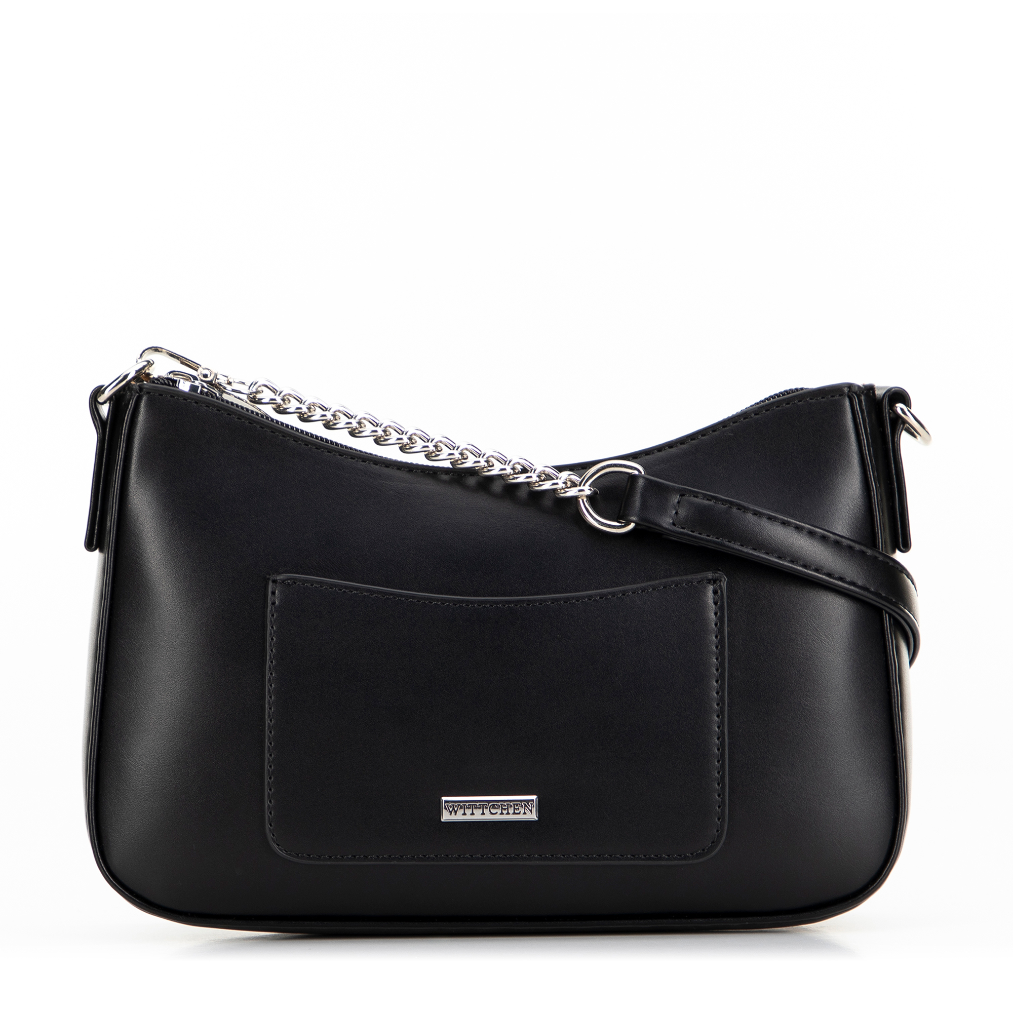 Dámska kabelka bagetka s predným vreckom čierna 99-4Y-614-1