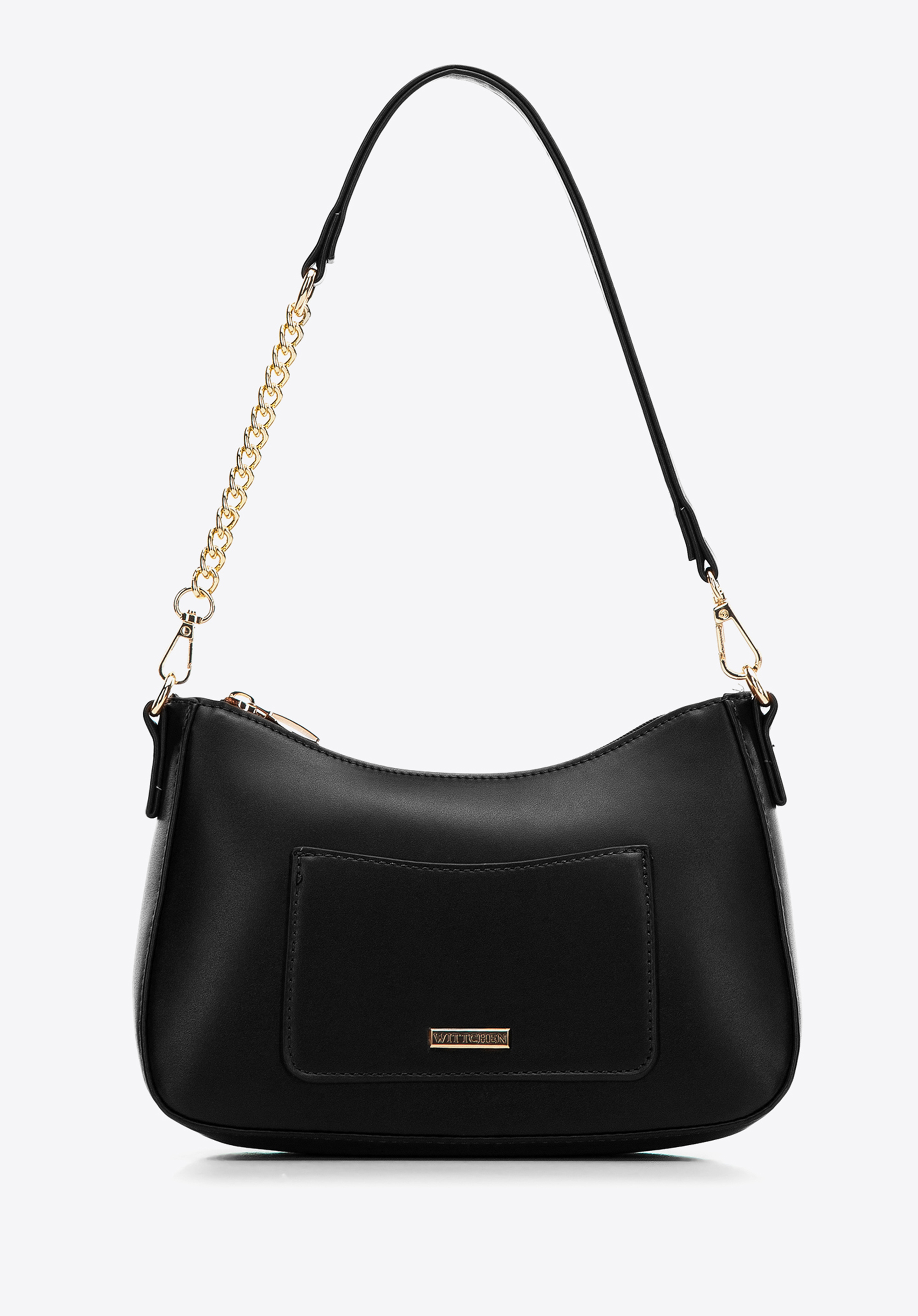 Faux leather chain strap baguette bag, black, 97-4Y-624-1, Photo 1