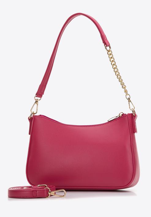 Faux leather chain strap baguette bag, pink, 97-4Y-624-P, Photo 2
