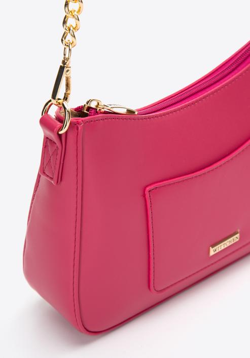 Faux leather chain strap baguette bag, pink, 97-4Y-624-P, Photo 4