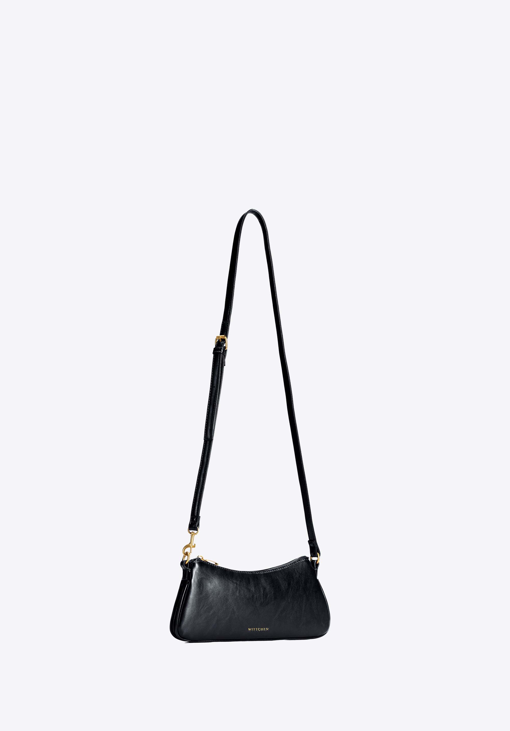 Women's baguette bag with two straps, black-gold, 104-4Y-500-1, Photo 1