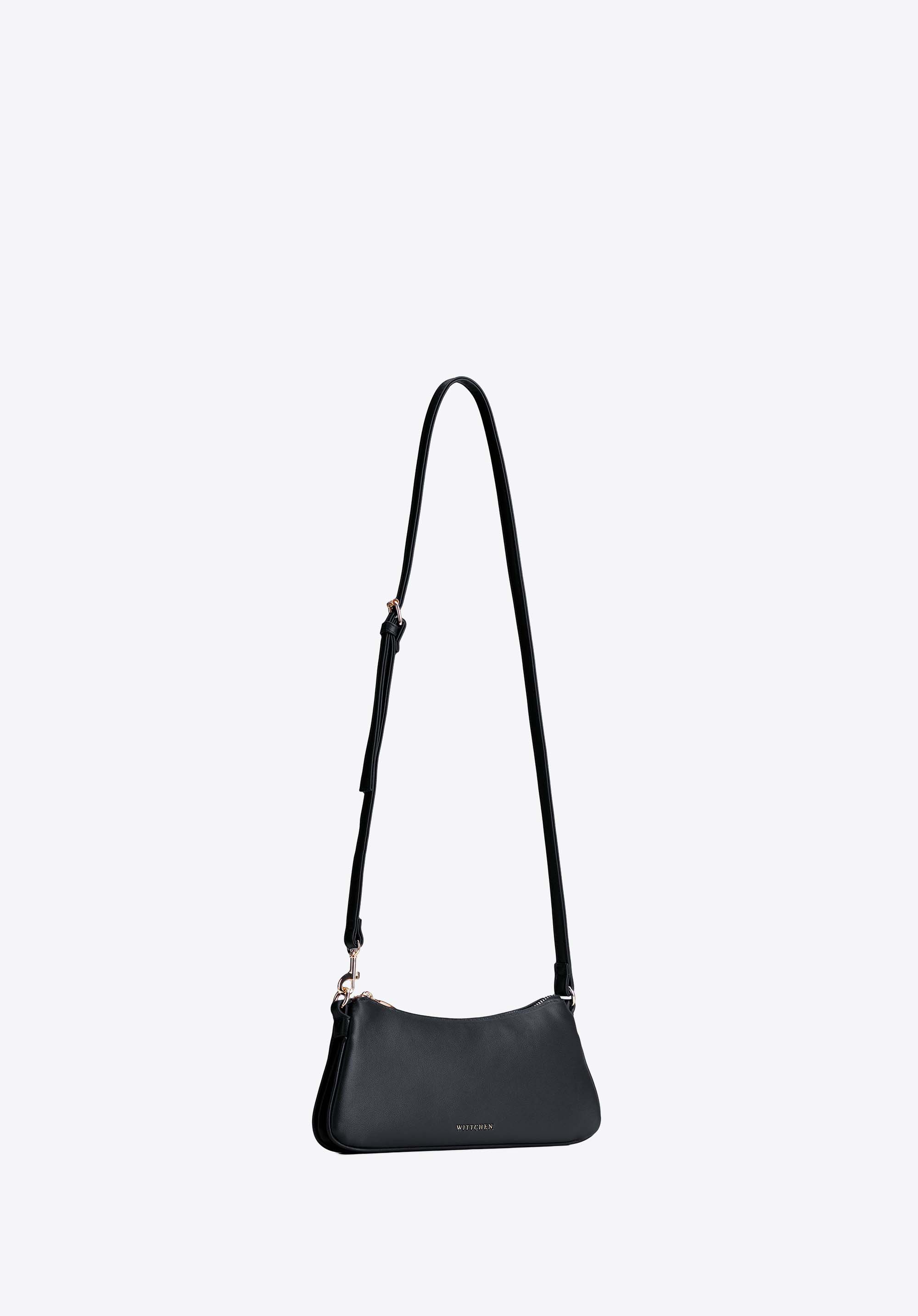 Women's baguette bag with two straps, black, 104-4Y-500-11, Photo 1