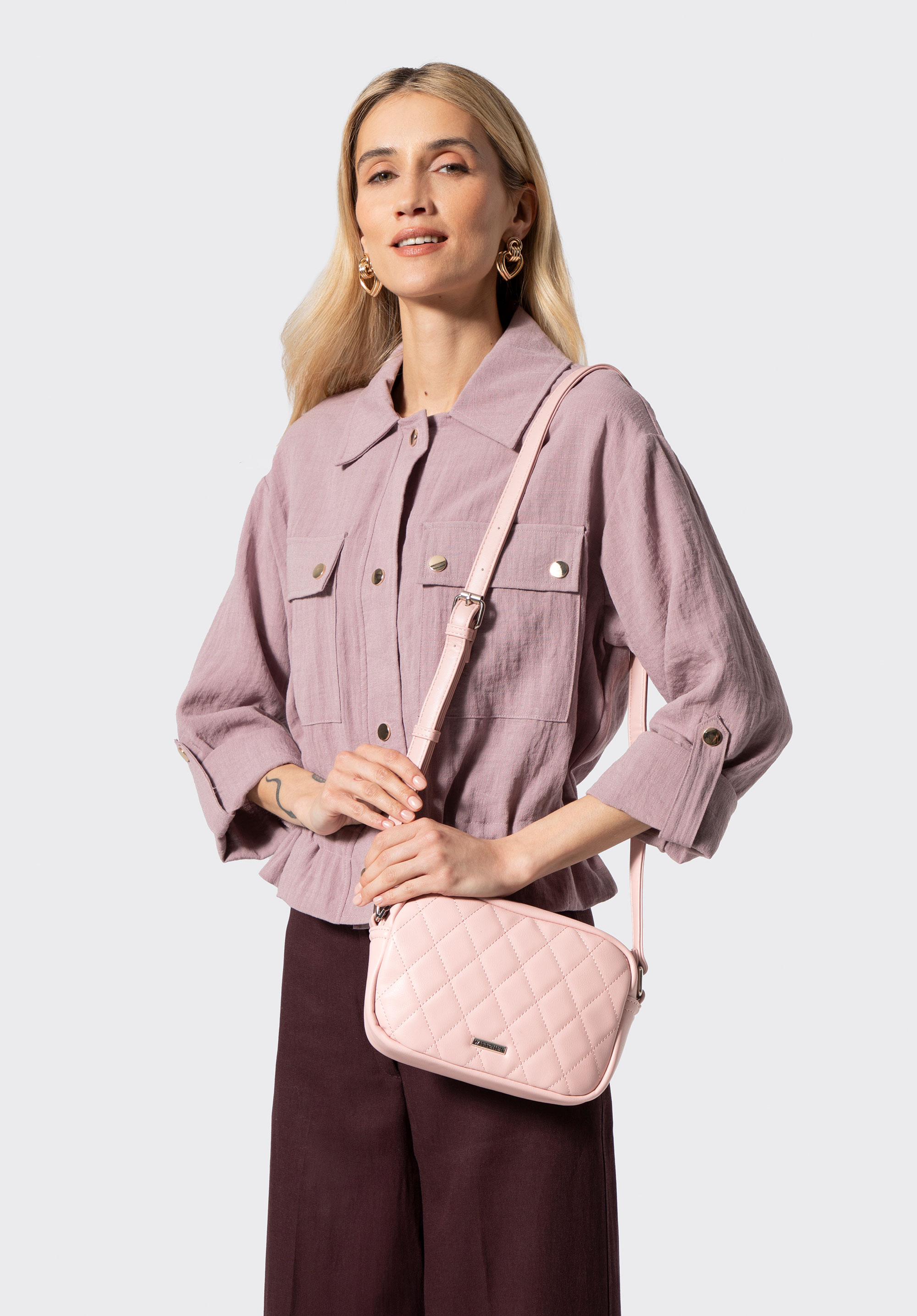 Women's faux leather crossbody bag, pink, 100-4Y-230-P, Photo 1