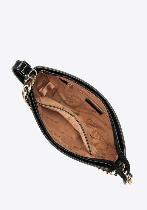 Damska torebka crossbody ze złotym łańcuchem, czarny, 93-4Y-534-3, Zdjęcie 3