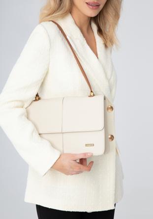 Two-tone faux leather handbag, beige-brown, 98-4Y-014-59, Photo 1