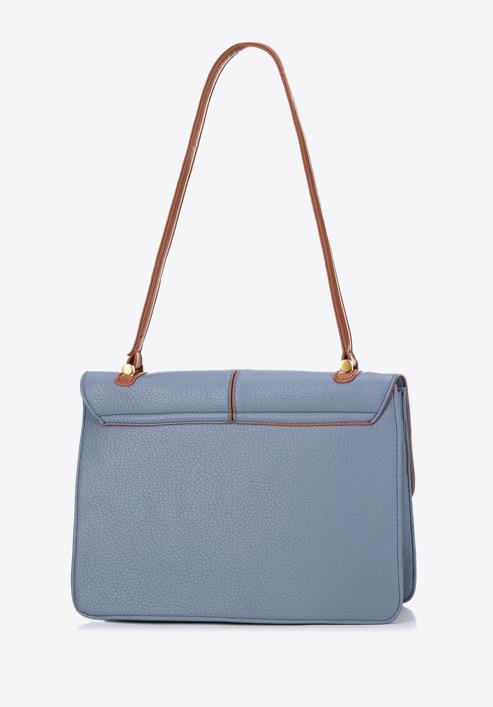 Two-tone faux leather handbag, blue-brown, 98-4Y-014-59, Photo 2