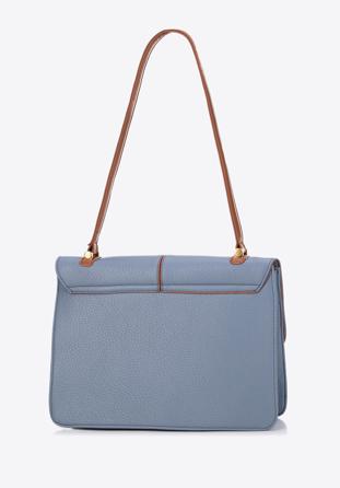 Two-tone faux leather handbag, blue-brown, 98-4Y-014-N, Photo 1