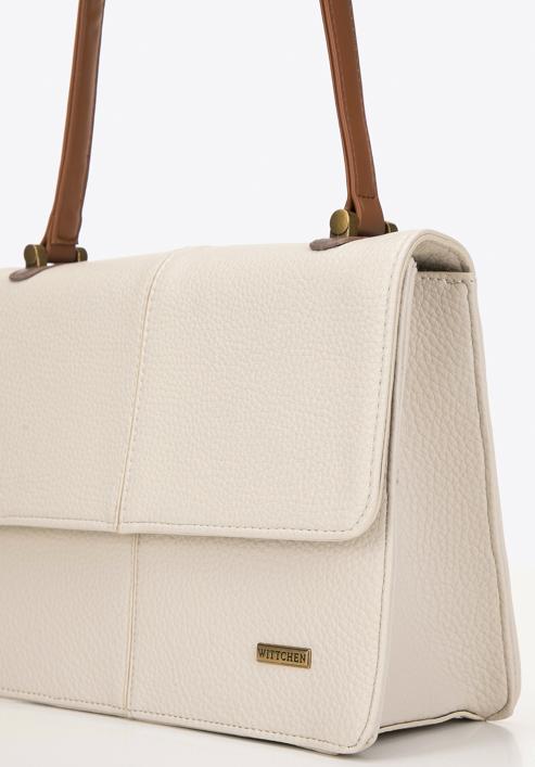 Two-tone faux leather handbag, beige-brown, 98-4Y-014-N, Photo 4