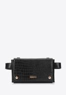 Women's envelope croc print handbag, black, 94-4Y-527-7, Photo 1