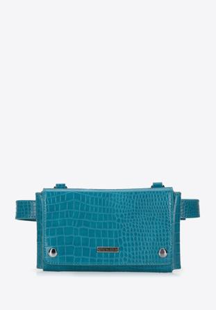 Women's envelope croc print handbag, blue, 94-4Y-527-77, Photo 1