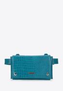 Women's envelope croc print handbag, blue, 94-4Y-527-7, Photo 1