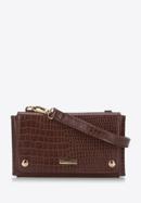 Women's envelope croc print handbag, dark brown, 94-4Y-527-5, Photo 2