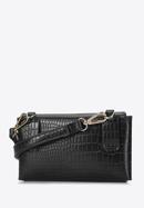 Women's envelope croc print handbag, black, 94-4Y-527-7, Photo 3