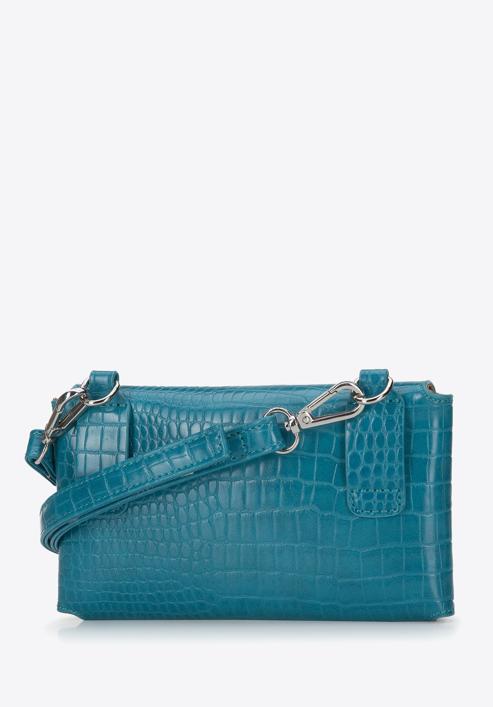 Women's envelope croc print handbag, blue, 94-4Y-527-7, Photo 3