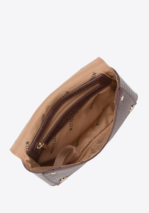 Women's envelope croc print handbag, dark brown, 94-4Y-527-5, Photo 5