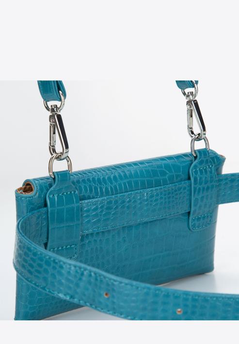 Women's envelope croc print handbag, blue, 94-4Y-527-7, Photo 6