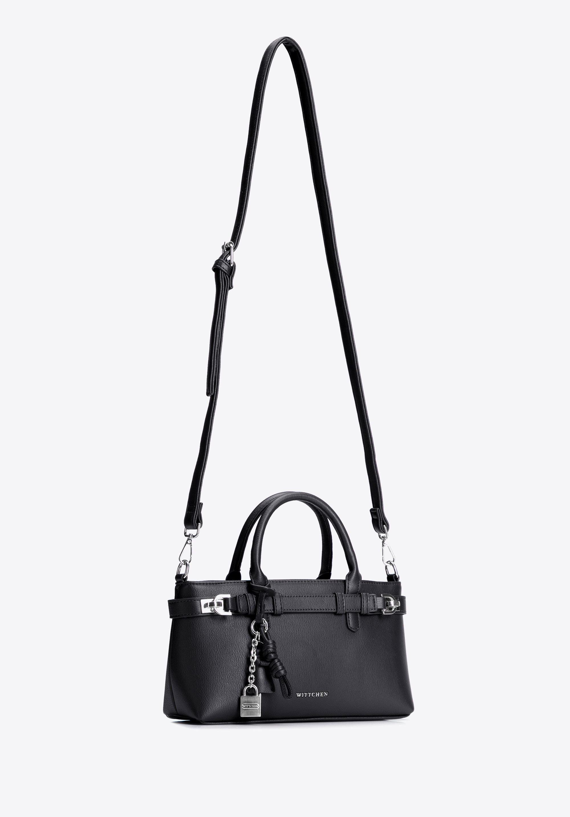 Women's tote bag with decorative charms, black-silver, 104-4Y-507-111, Photo 1