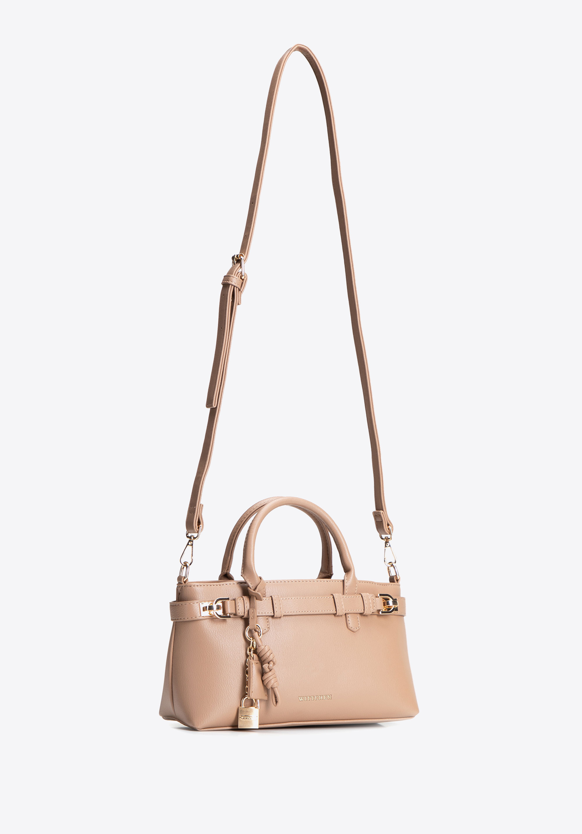 Women's tote bag with decorative charms, beige, 104-4Y-507-9, Photo 1