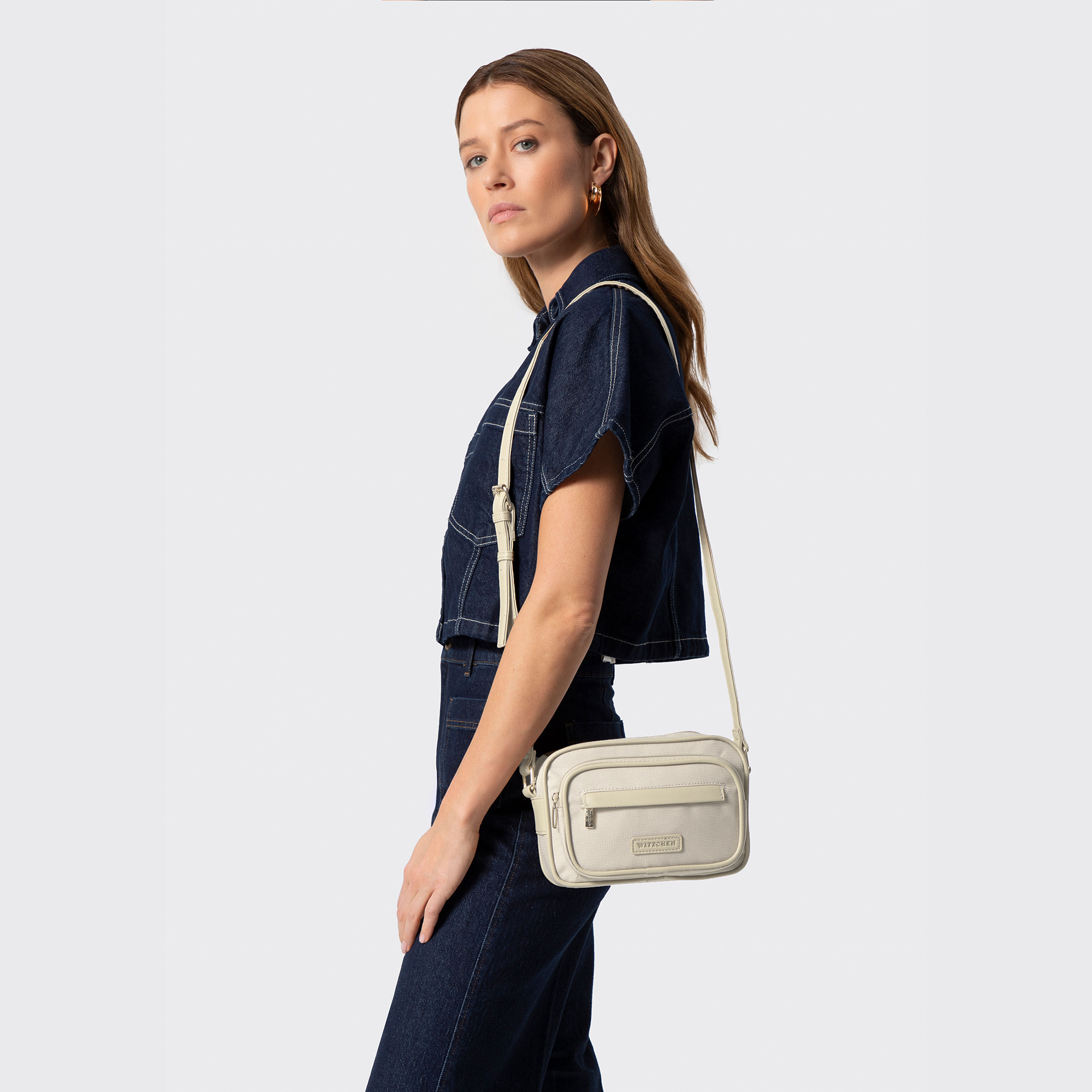 Krémová crossbody kabelka z imitácie kože 102-4Y-402-0, Vyberte variant krémová