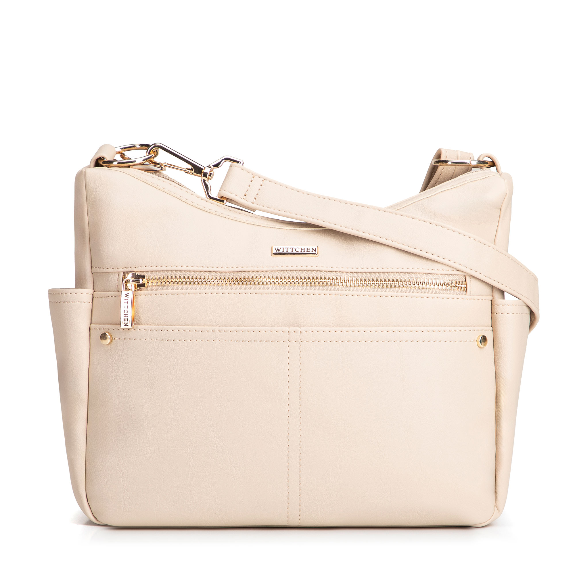 Krémová dámska crossbody kabelka Wittchen z polyesteru s elegantným vzhľadom, Vyberte variant krémová