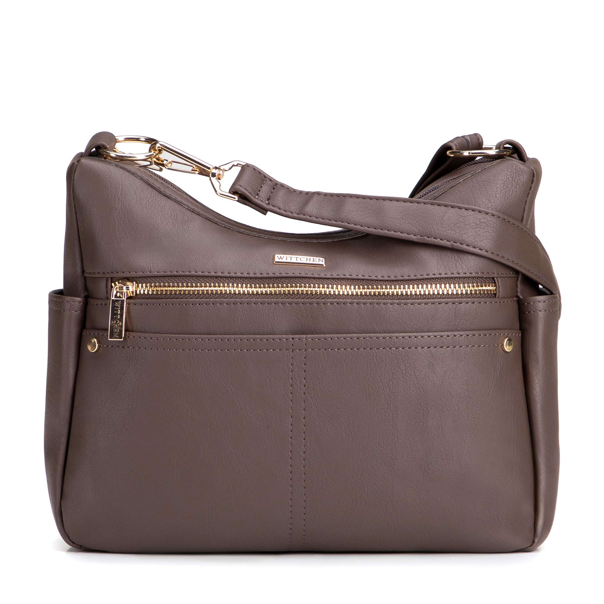 Tmavohnedá dámska crossbody kabelka Wittchen z polyesteru s elegantným vzhľadom, Vyberte variant tmavohnedá