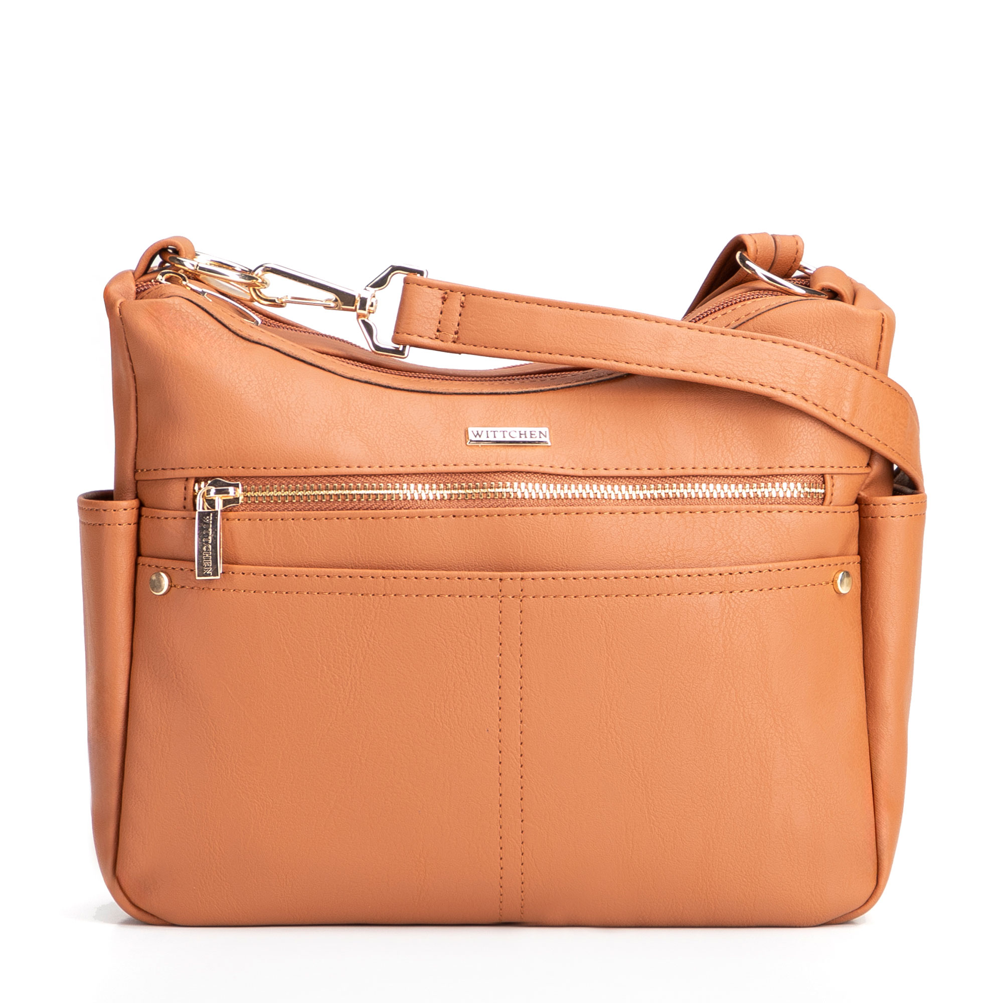 Svetlohnedá dámska crossbody kabelka Wittchen z polyesteru s elegantným vzhľadom, Vyberte variant svetlohnedá