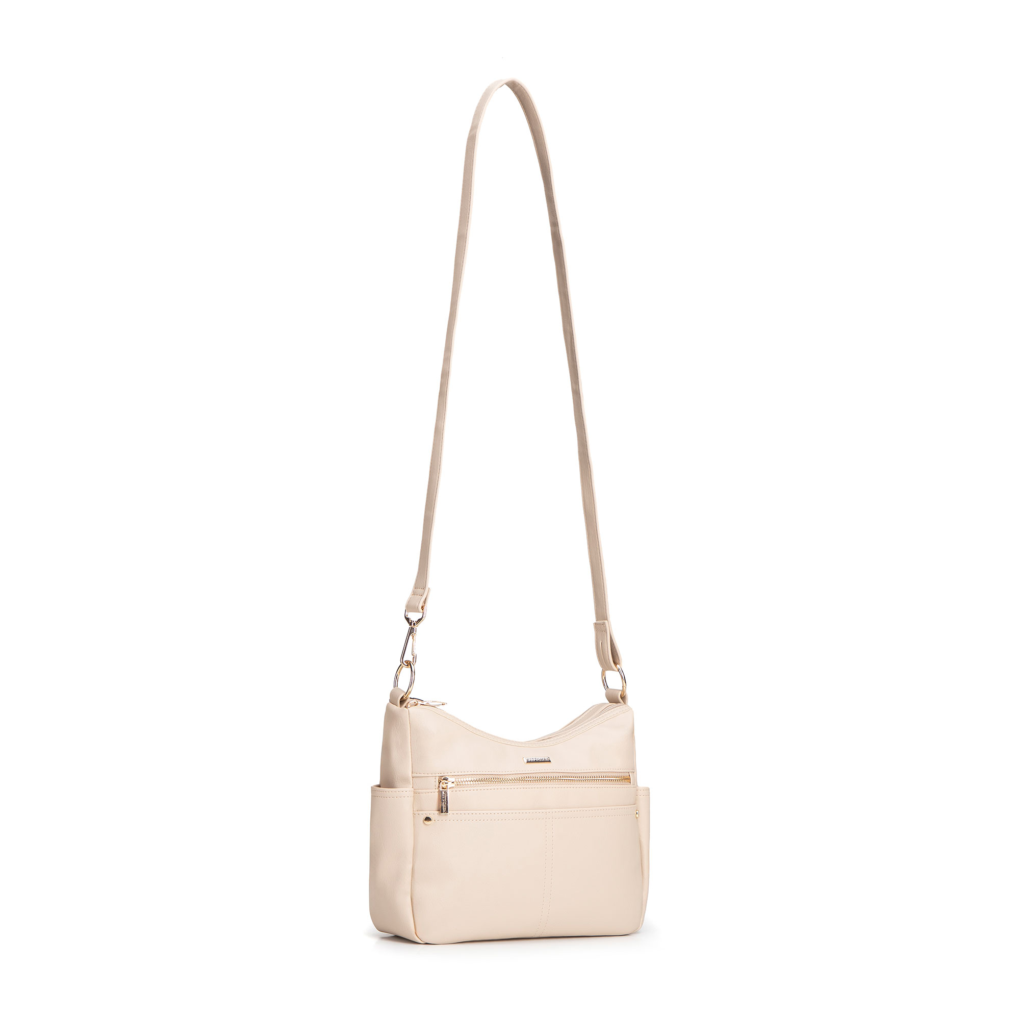 Krémová dámska crossbody kabelka Wittchen z polyesteru s elegantným vzhľadom, Vyberte variant krémová